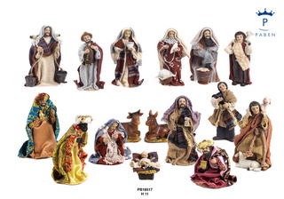 Paben Articoli Religiosi Presepe Stilizzato Gruppo Natività in Porcellana 18cm con Luce 